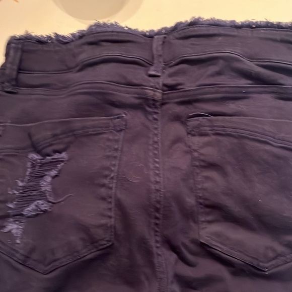 Express Mid Rise Dark Wash Raw Hem Skinny Jeans Sz 8 Women - Picture 7 of 11